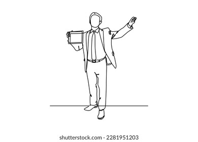 Single one-line drawing happy employee gets award certificate in the office. Employee appreciation day concept. Continuous line drawing design graphic vector illustration.