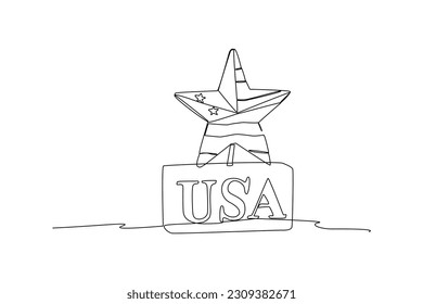 Single one-line drawing of independence day USA celebration stars. Independent day USA concept. Continuous line drawing illustration