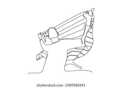 Single one-line drawing proud man holding a USA flag. Independent day USA concept. Continuous line drawing illustration