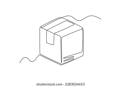 Single one-line drawing a shopping package. E-Commerce concept continuous line draw design graphic vector illustration