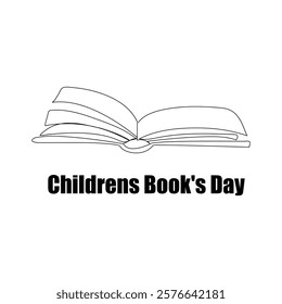 Single one-line drawing of a world International Children's Book Day. World book day concept. Continuous line drawing design graphic vector illustration,