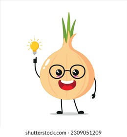 Single OnionEureka Moment With Lamp Shine Above Head Vector Illustration