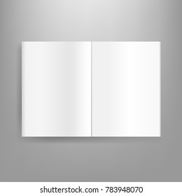 Single open book/magazine template on isolated background. Mockup template ready for design.