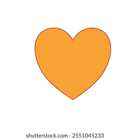 Single orange heart. Simple, clean design. A warm orange heart graphic. orange heart.  