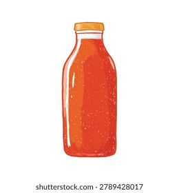 Single orange juice bottle with sealed cap showcased prominently