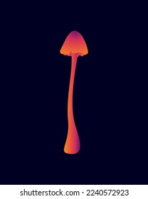 Single Orange and Pink Mushroom Illustration