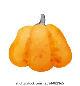 Single orange pumpkin. Vector watecolor cute illustration