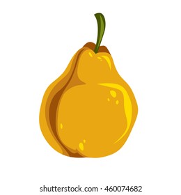 Single orange simple vector pear, ripe sweet fruit illustration. Healthy and organic food, harvest season symbol. 