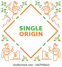 single origin Ethiopian with local boy feed goat vector illustration background.