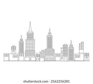 single outline city skyline illustration