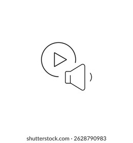 single outline icon audio. with video element and  speaker. linier icon collection. editable stroke. vector illustration.