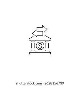 single outline icon bank transfer related to payment. with bank phone elements and dollar symbols. linier icon collection. editable stroke. vector illustration.