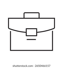 Single outline icon of a business briefcase representing professional tools, management, or corporate work. Linear icon style. Editable stroke. Vector illustration.