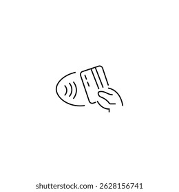 single outline icon card pay related to payment. with card elements and hand. linier icon collection. editable stroke. vector illustration.