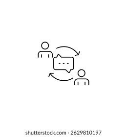 single outline icon conversation related to communication. with people element and message. linear icon collection. editable stroke. vector illustration.