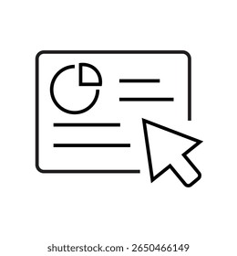Single outline icon of a dashboard with graphs and charts, symbolizing web analytics, data metrics, and business intelligence. Linear icon style. Editable stroke. Vector illustration.