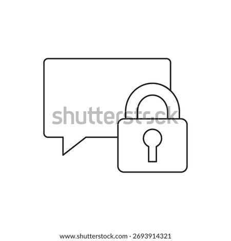 A single outline icon depicting a chat bubble with a closed padlock, symbolizing a private, locked, or secure message thread.