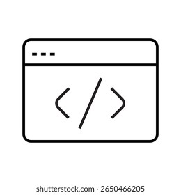 Single outline icon of a file containing source code, symbolizing programming documents and development resources. Linear icon style. Editable stroke. Vector illustration.