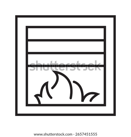 Single outline icon of fire damper for HVAC safety and fire protection system. Linier style. Editable stroke. Vector illustration.
