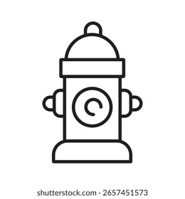 Single outline icon of fire hydrant for water supply in firefighting. Linier style. Editable stroke. Vector illustration.