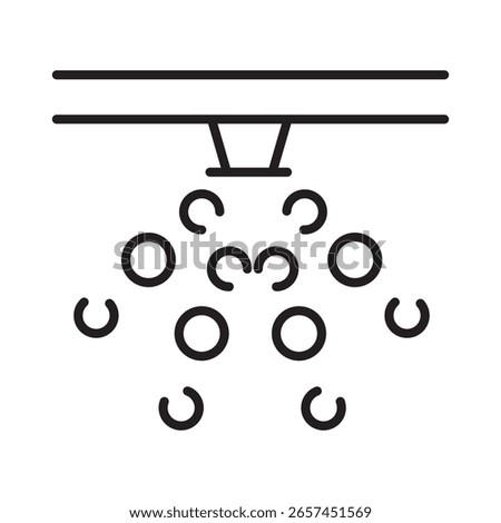 Single outline icon of foam suppression system for extinguishing fire hazards. Linier style. Editable stroke. Vector illustration.