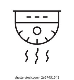 Icono de contorno único del dispositivo de detección de calor utilizado en sistemas de seguridad contra incendios. Estilo Linier. Trazo editable. Ilustración vectorial.