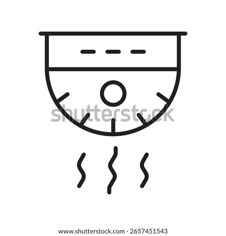Single outline icon of heat detection device used in fire safety systems. Linier style. Editable stroke. Vector illustration.
