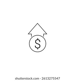 single outline icon inflation related to profit and investment. with up arrow elements and dollar symbols. linier icon collection.  editable stroke. vector illustration.