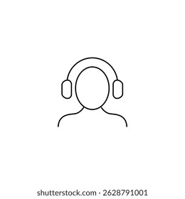 single outline icon listening related to podcast or communication. with people element and earphone. linier icon collection. editable stroke. vector illustration.
