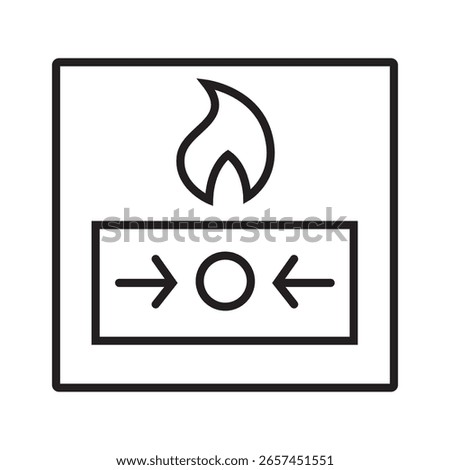 Single outline icon of manual pull station used to activate fire alarms manually. Linier style. Editable stroke. Vector illustration.