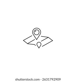 single outline icon map location related to location. linear icon collection. editable stroke. vector illustration