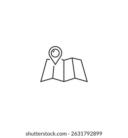 ícone de estrutura de tópicos simples mapa relacionado à localização. coleção de ícones lineares. traçado editável. ilustração de vetor