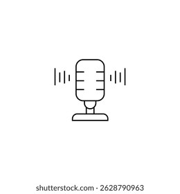 single outline icon microphone. linier icon collection. editable stroke. vector illustration.