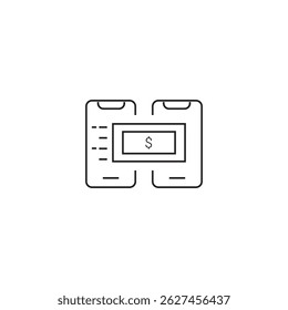 single outline icon online loans. with mobile phone 
elements and dollar. linier icon collection. editable stroke. vector illustration.