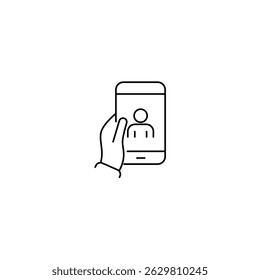 single outline icon phone call related to communication. with people element and mobile phone. linear icon collection. editable stroke. vector illustration.