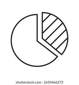Icono de contorno único de un gráfico circular, que simboliza el análisis de datos, las estadísticas y las métricas de rendimiento empresarial. Estilo de icono lineal. Trazo editable. Ilustración vectorial.