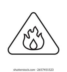 Icono de contorno único que representa la advertencia de peligro de incendio. Se utiliza para señalización de seguridad y alerta. Estilo Linier. Trazo editable. Ilustración vectorial.