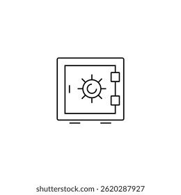 single outline icon safe related to finance and business. linier icon collection. editable stroke. vector illustration.
