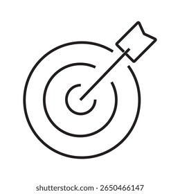 Single outline icon of an SEO target, representing online marketing, optimization, and digital strategy. Linear icon style. Editable stroke. Vector illustration.