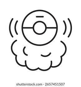 Single outline icon of smoke detector for early fire warning system. Linier style. Editable stroke. Vector illustration.