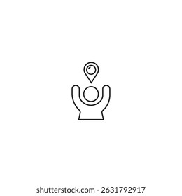 single outline icon you are here related to location. with people element and location. linear icon collection. editable stroke. vector illustration