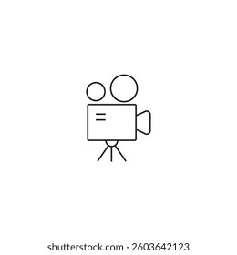 single outline icons camera shooting related to cinema or film and movie. linier icons collection. editable stroke. vector illustration