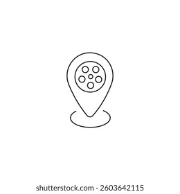 single outline icons cinema location related to cinema or film and movie. linier icons collection. editable stroke. vector illustration