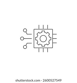 Single outline icons related to quantum computing and artificial intelligence. Linear icon collection. Editable strokes. Vector illustration