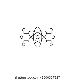 Single outline icons related to quantum computing and artificial intelligence. Linear icon collection. Editable strokes. Vector illustration
