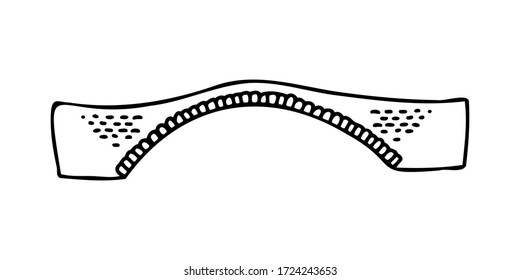 Single outline stone bridge location related icon, isolated on white background. Vector stock illustration in doodle style. Design element.