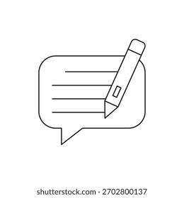 Icono de Vector de contorno único de una burbuja de chat con un símbolo de edición de lápiz
