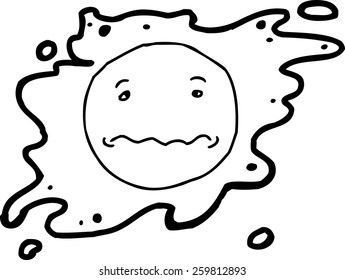 Single outlined anxious face avatar in splatter cartoon