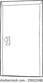 Single outlined door isolated over white background