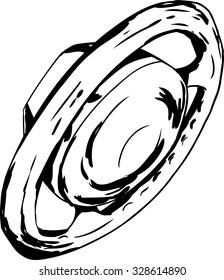 Single outlined steering wheel on isolated background